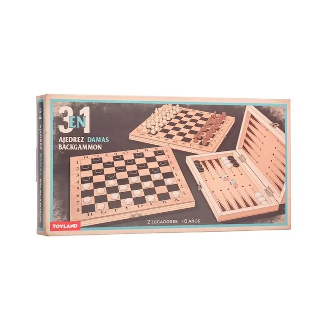 Ajedrez madera 3 en 1